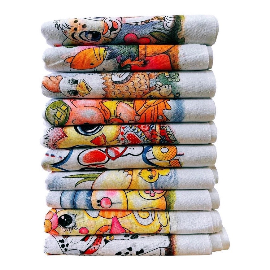 Pano De Prato Atacado Estampado Bainha Kit Com 10 