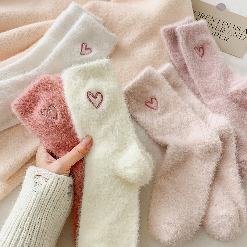 1/2 Pares De Meias Grossas De Veludo De Vison Amor