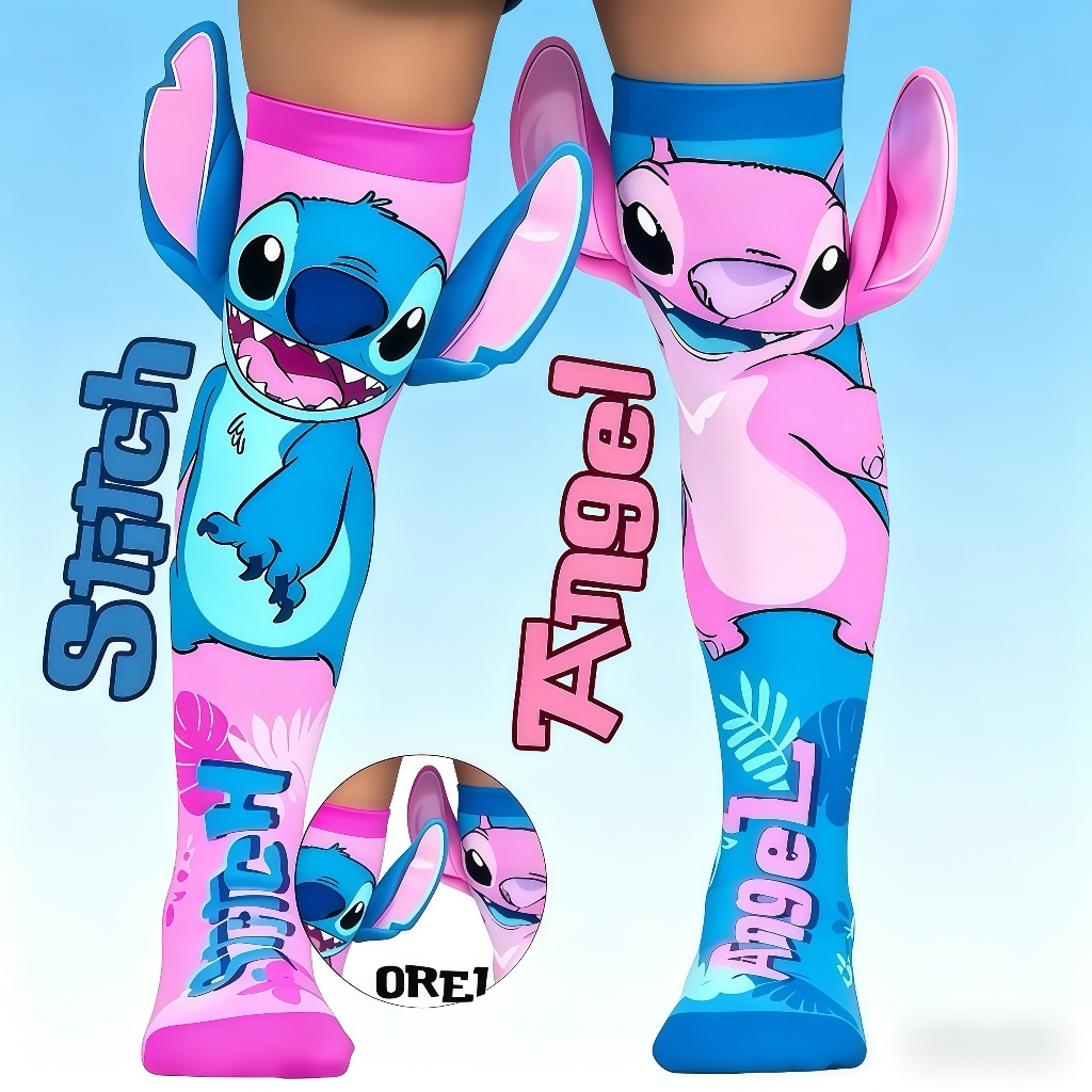 Meias Infantil Stitch 3D Cano Alto Lilo e Stitch P