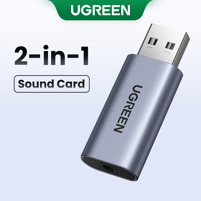 Placa De Som Ugreen 2 Em 1 USB Interface De Áudio