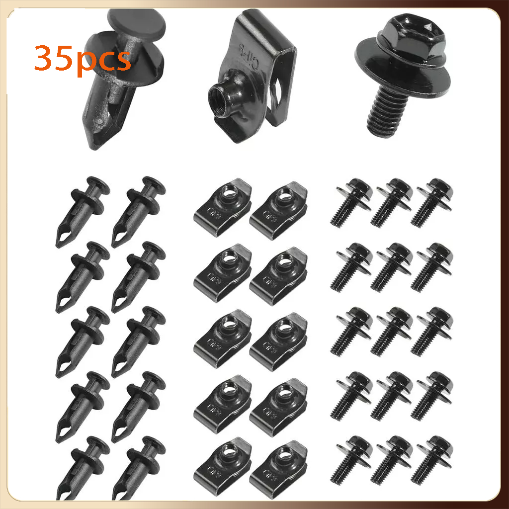 Fender 35Pcs Car Body Bolts U-Nut Clips Cover Engi