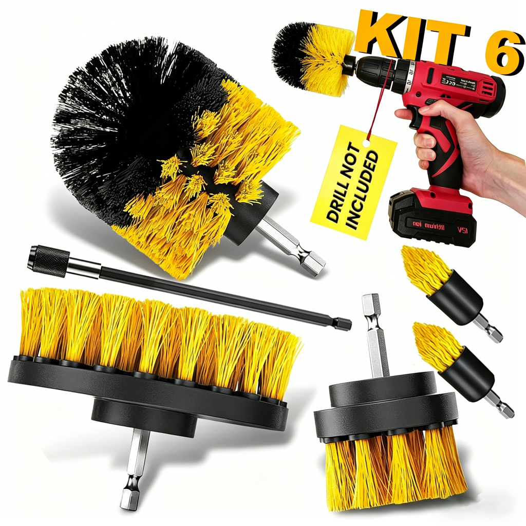 Kit 6 Escovas De Limpeza Encaixe Parafusadeira Fur