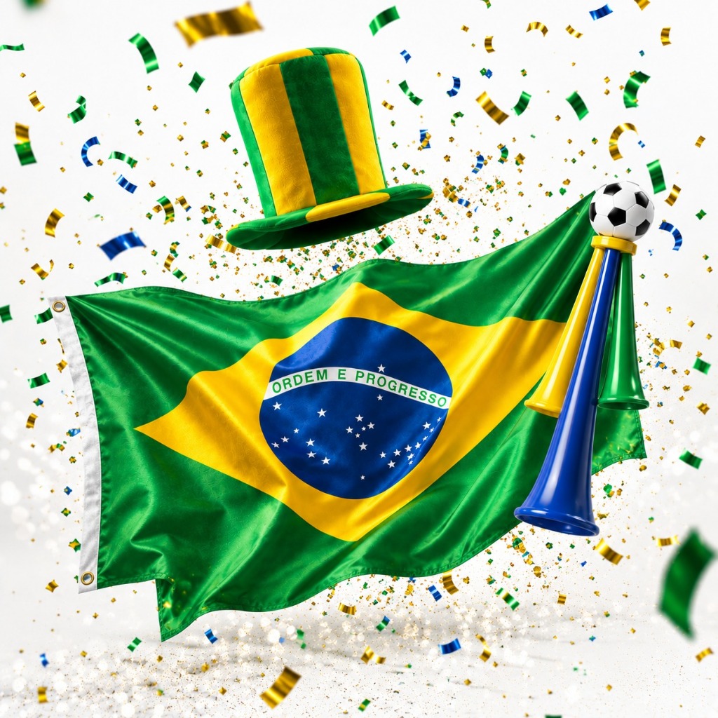 Kit Torcedor Brasil Copa Do Mundo Torcida Bandeira