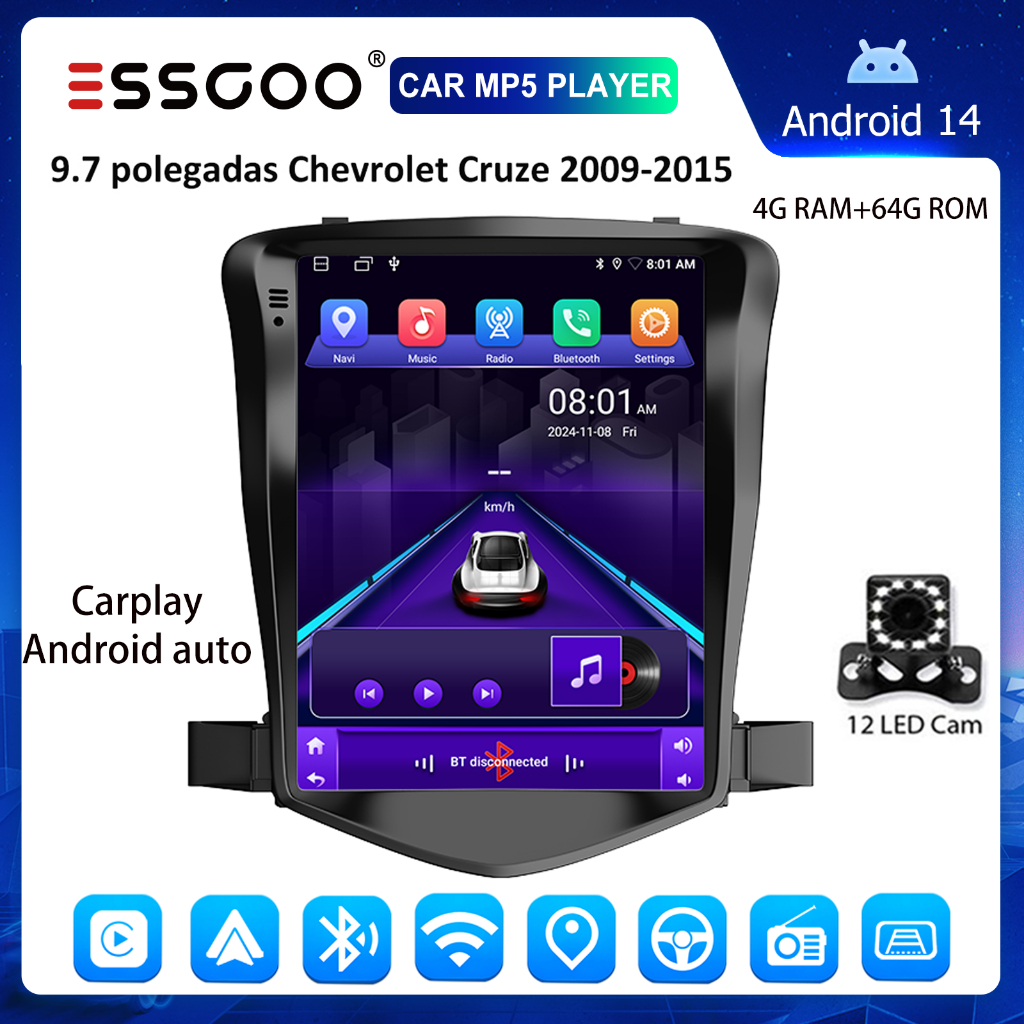 ESSGOO Chevrolet Cruze 2009-2015 Android 14 Car MP