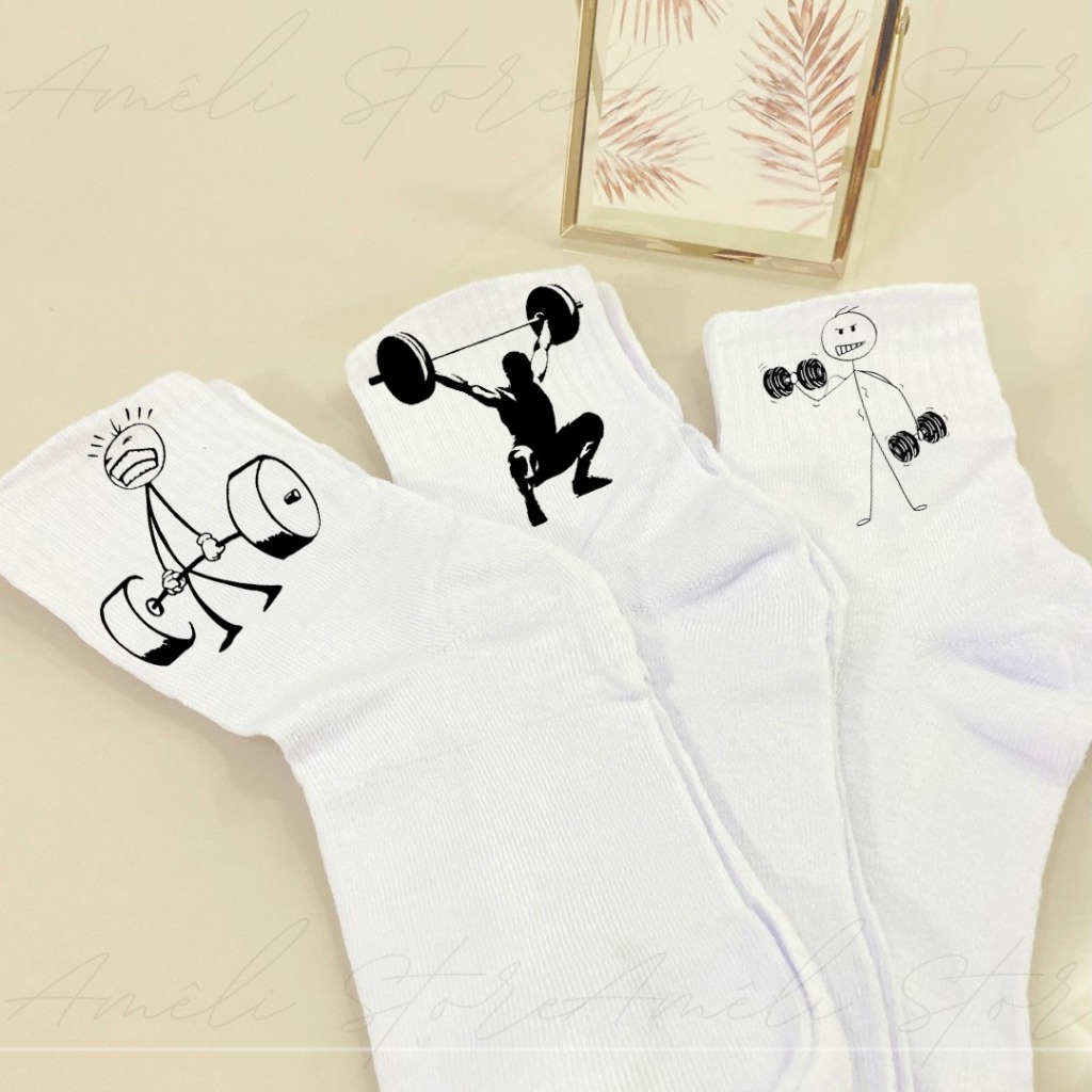 Kit 03 Pares de Meias Brancas Personalizadas Cano