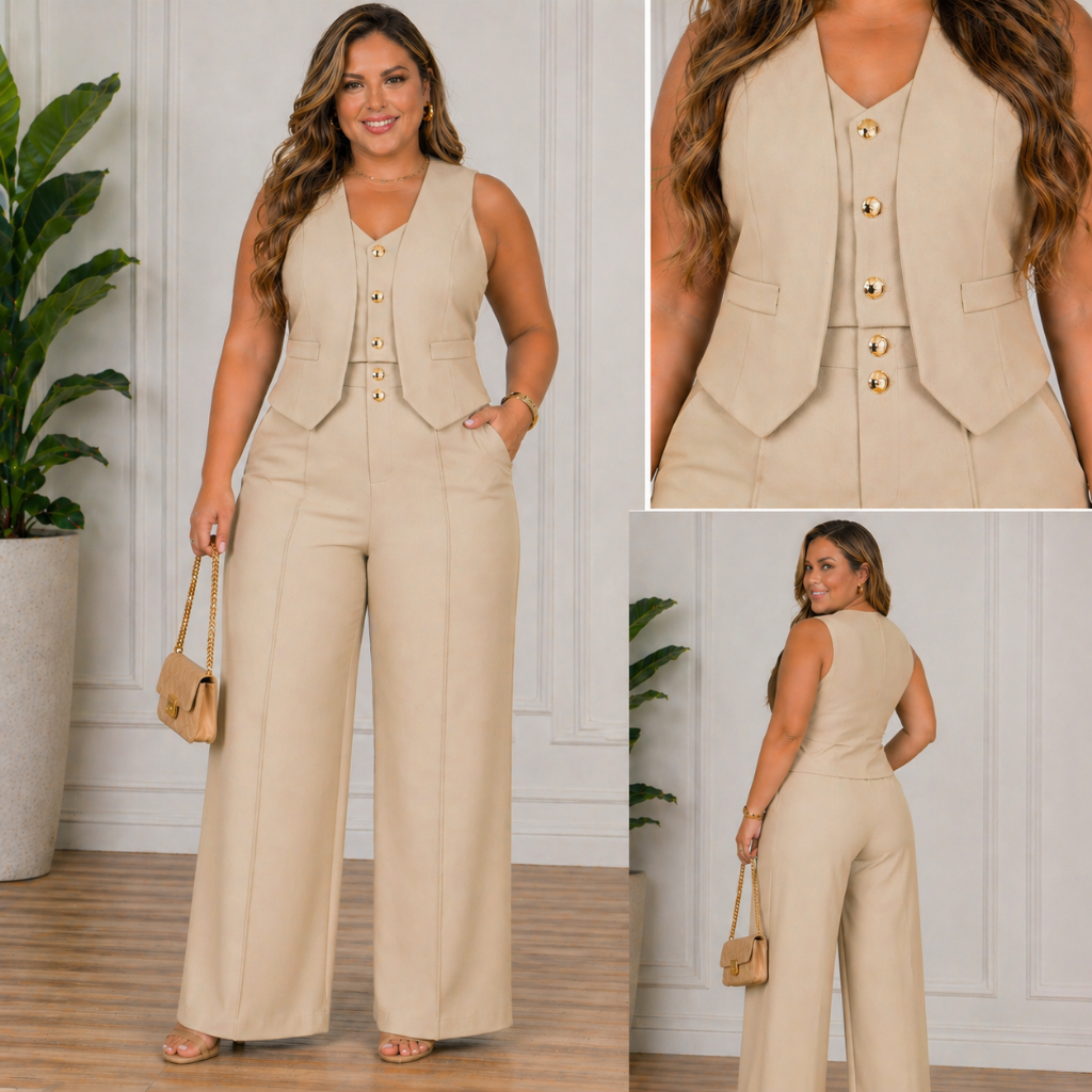 Conjunto Feminino Alfaiataria elegante Colete Miri