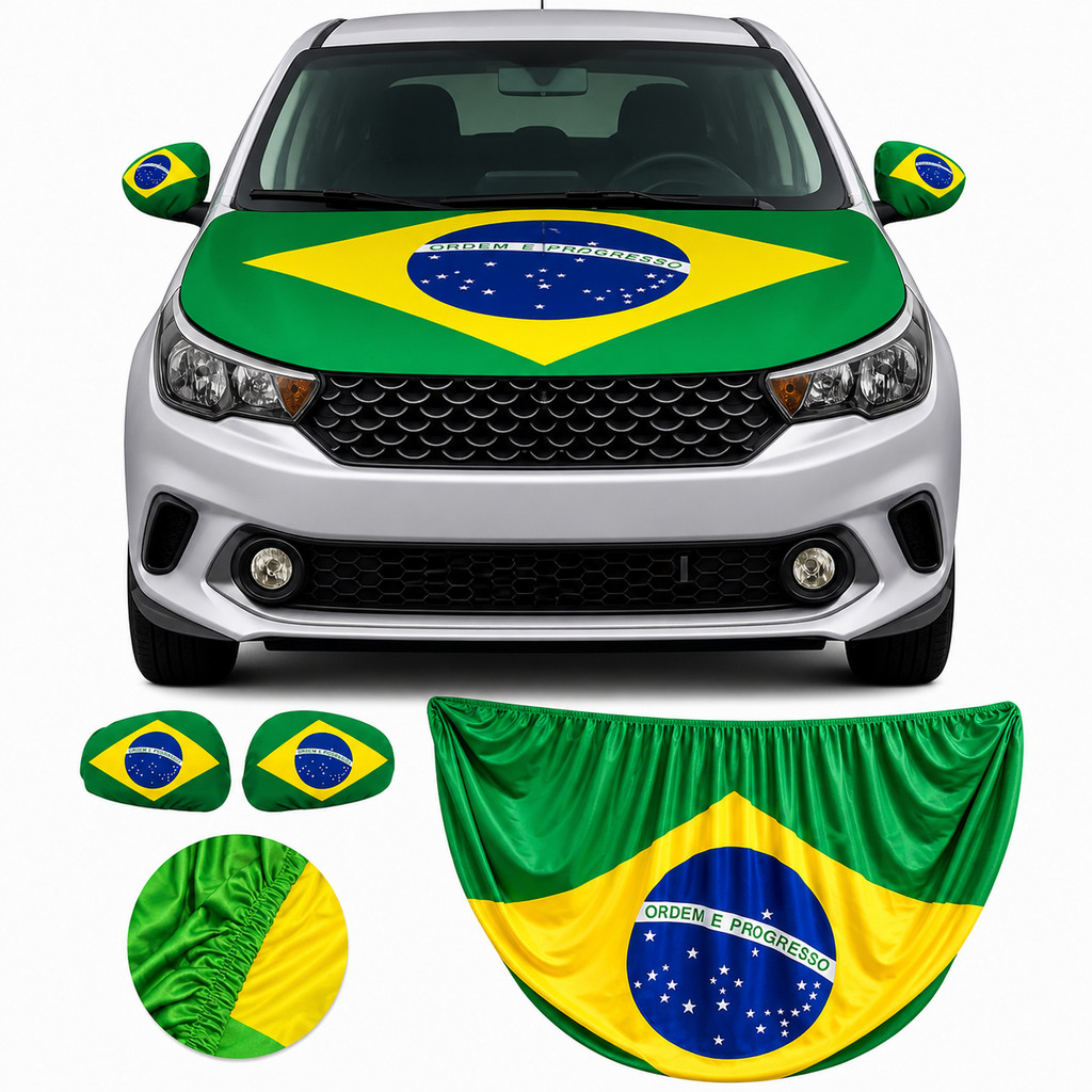 Kit Bandeira do Brasil para Capô de Carro + Capa 
