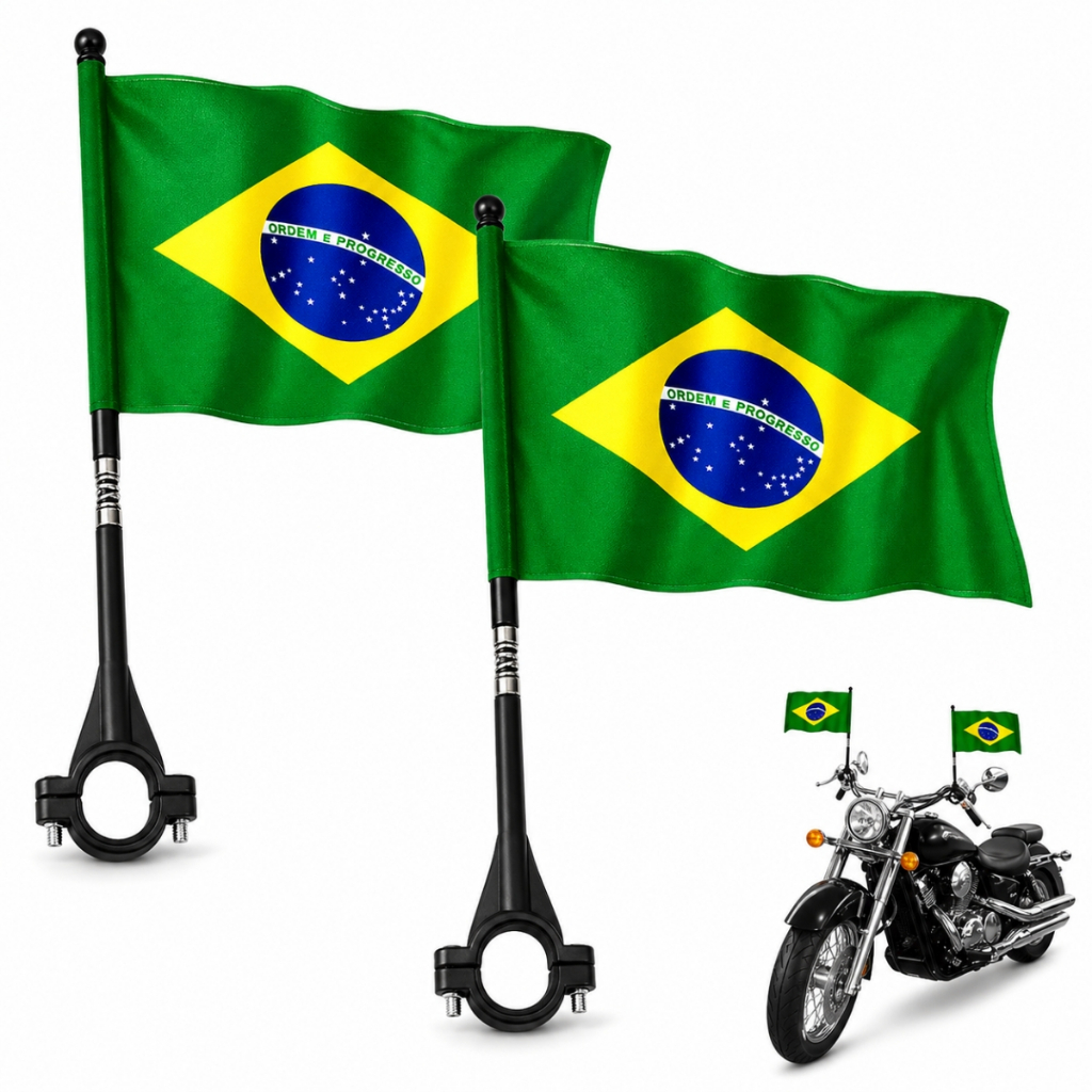 Bandeira do Brasil para Moto e Bike com Suporte Gu
