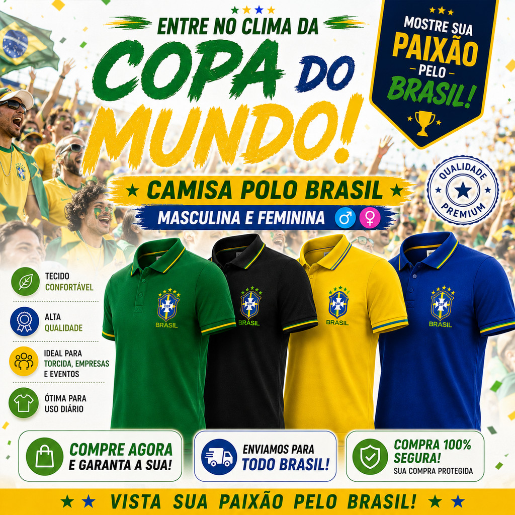 Camisa Polo Brasil Copa do Mundo Campeão