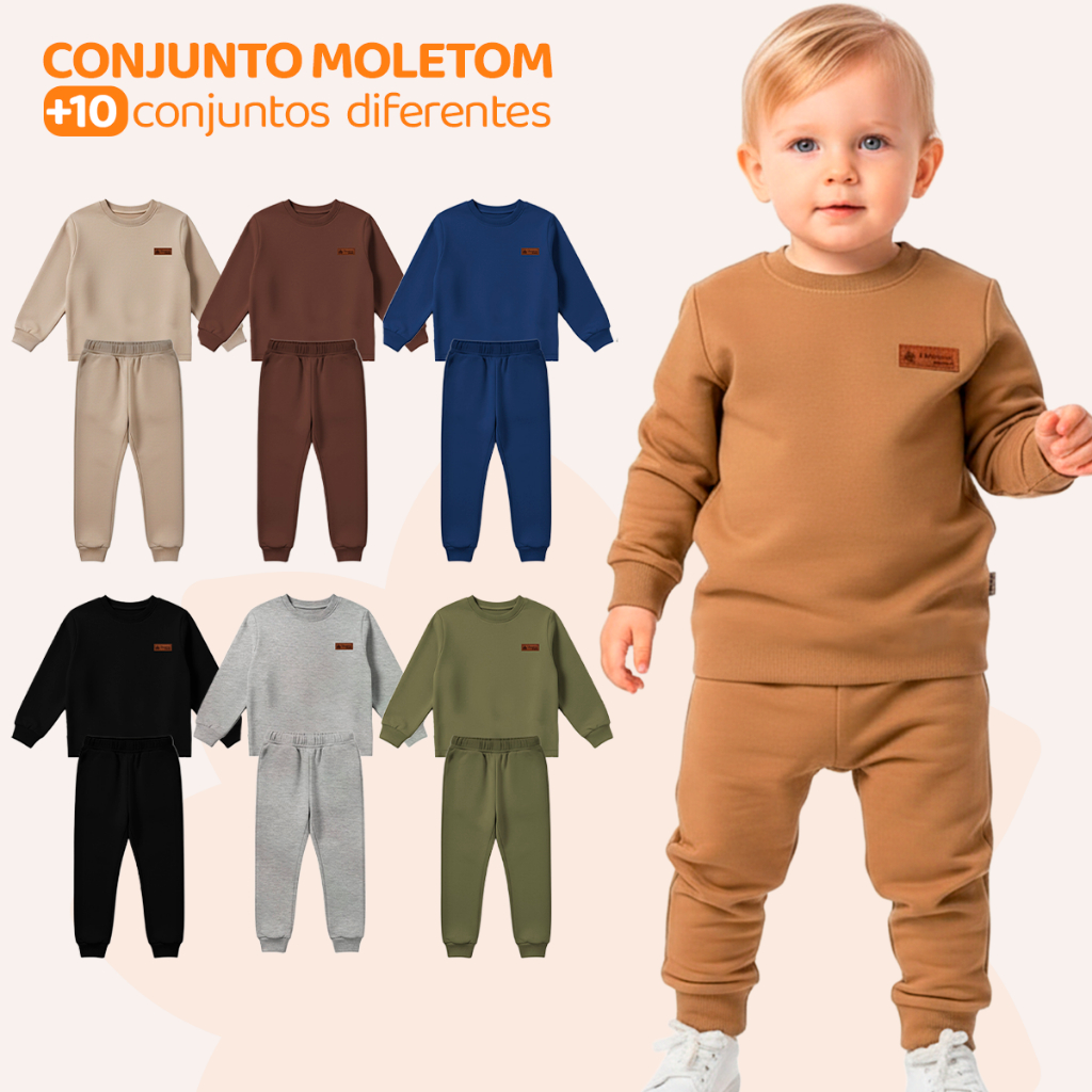 Kit 4 Peças Moletom Minimalista Bebê Menino Nen�