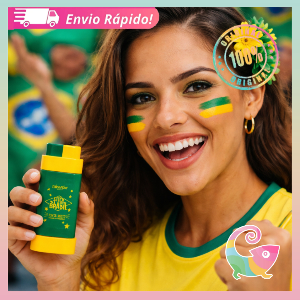 Stick Brasil Pinta Rosto Verde e Amarelo Miss Ros�
