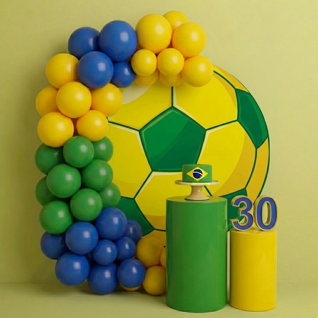 Kit Decoração Brasil 150 Balões Festa Copa do M
