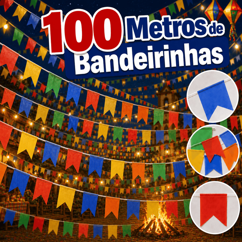 Kit Bandeirinha Festa Junina Colorida De Plástico