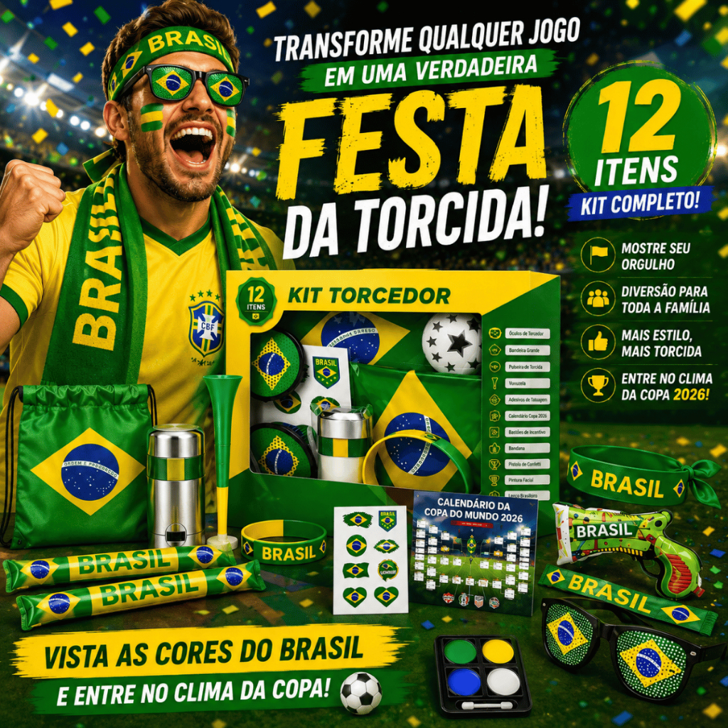 Kit Torcida Brasil Copa Do Mundo 2026 12 Itens Ban