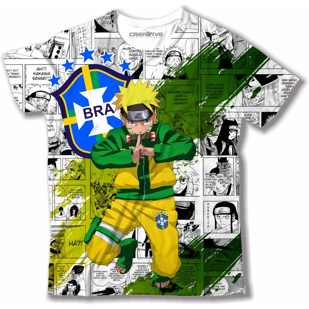 Camiseta Camisa Brasil Naruto Verde Amarelo