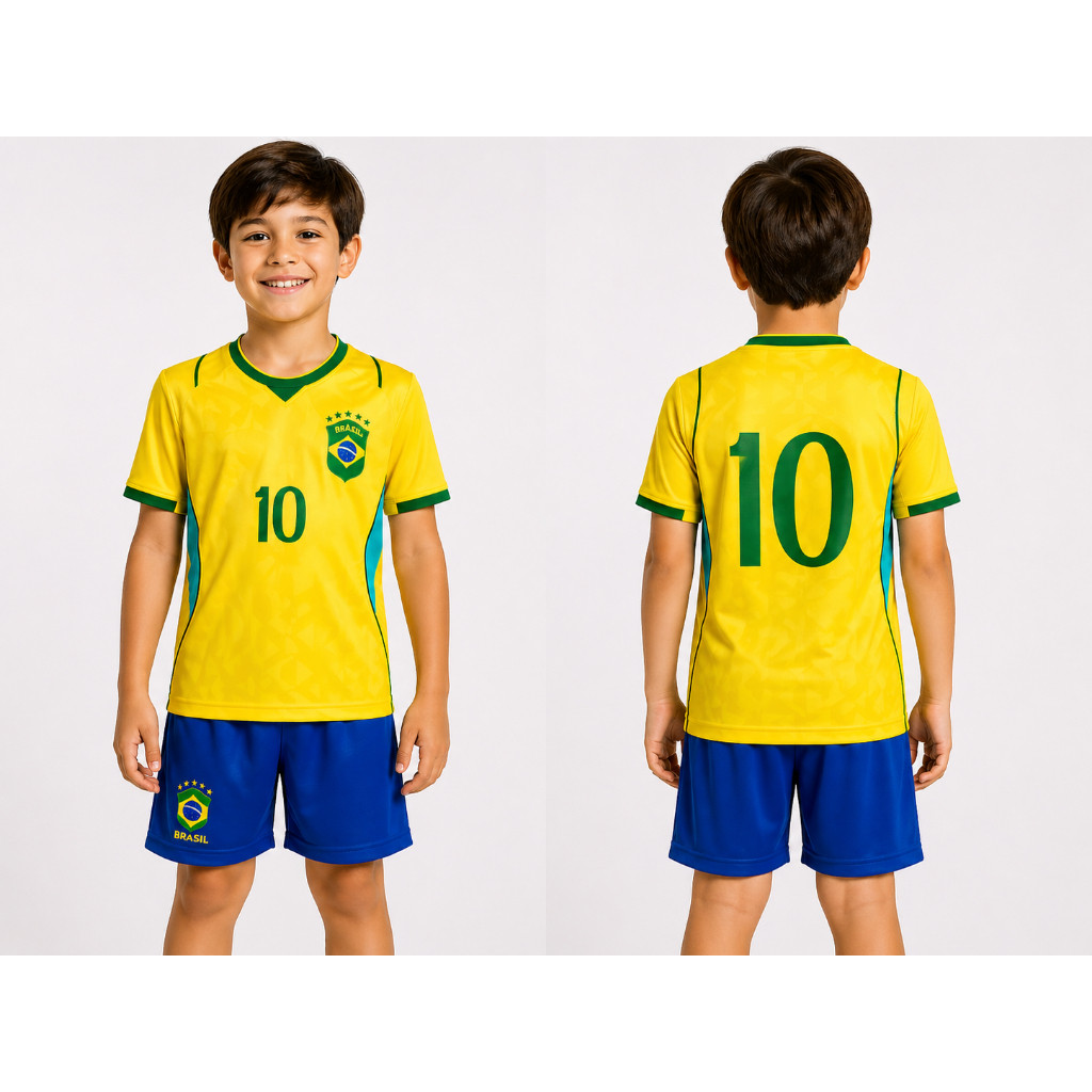 Camisa Infantil Juvenil do Brasil Amarela Copa Nov