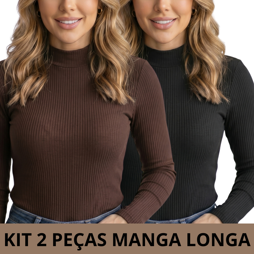 KIT 2 Blusas de Frio Feminina Cacharrel Manga Long