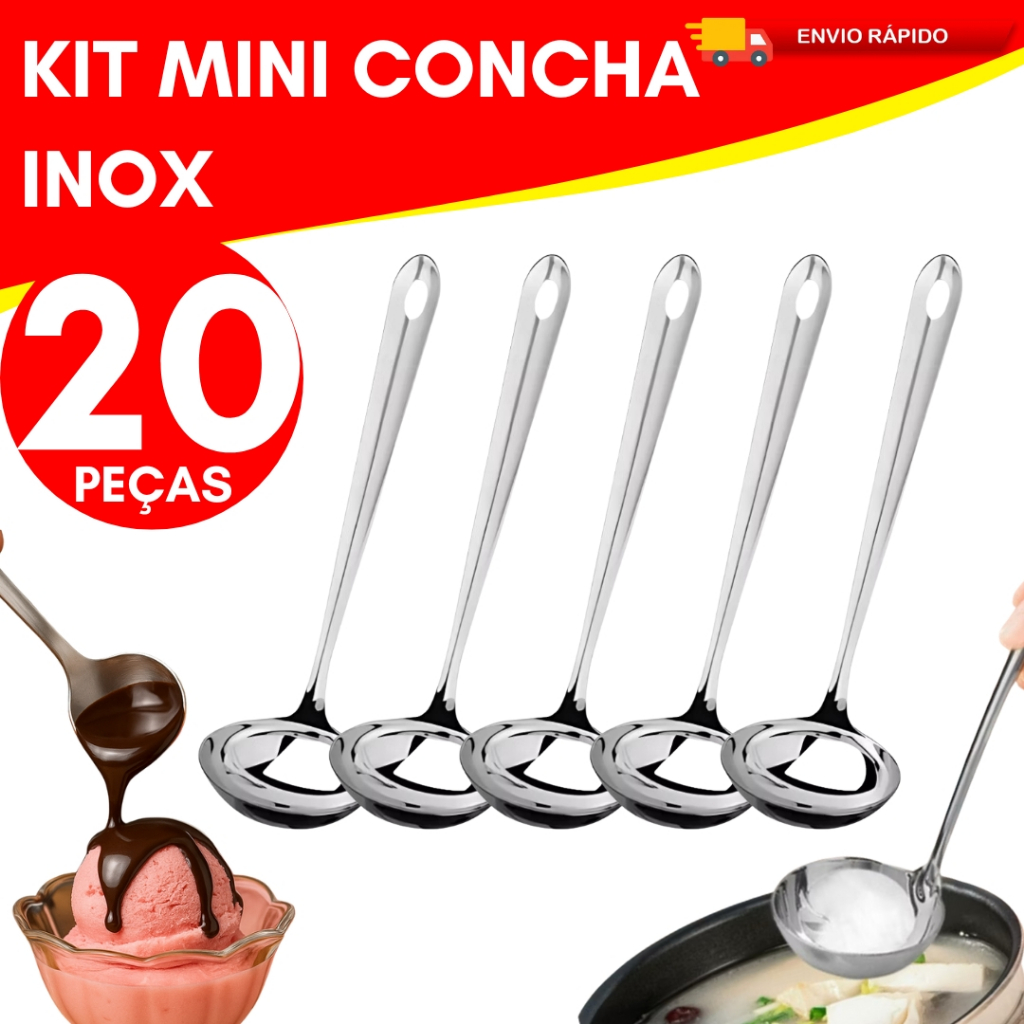 Kit 20 Mini Concha Inox Pequena Pra Servir Molho C