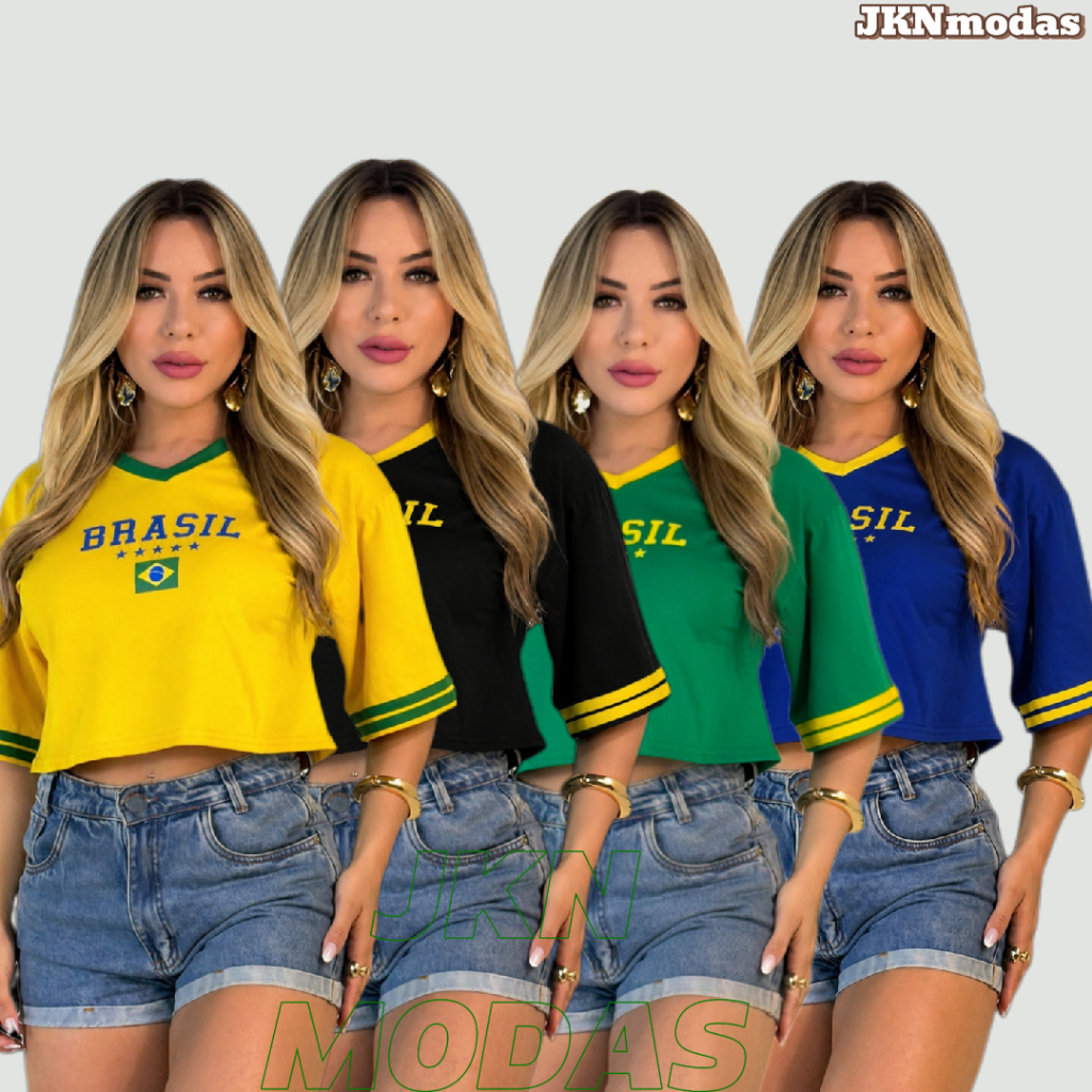 CROPPED Oversized Feminino BRASIL 100% Algodão Pr