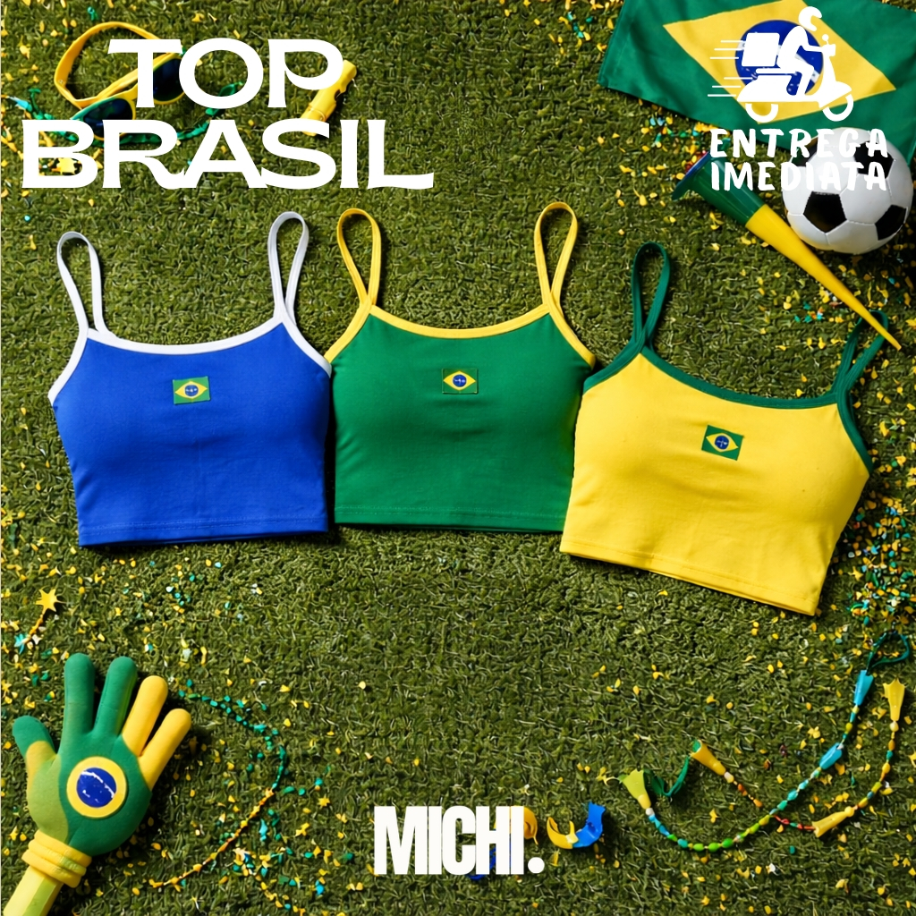 Top Cropped Brasil Feminino Alcinha Suplex Brazilc