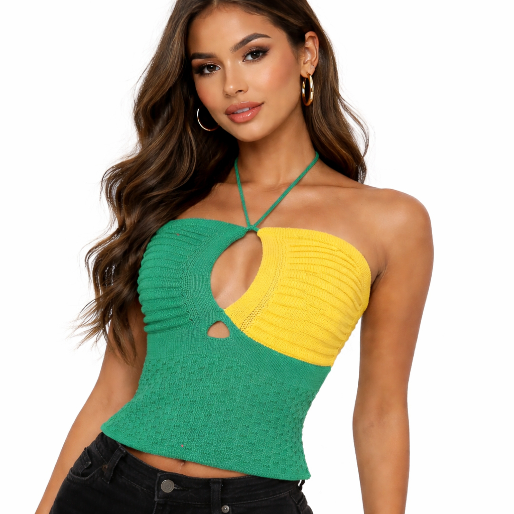 Top Tricot Feminino Verde Amarelo Estilo Brasil Co