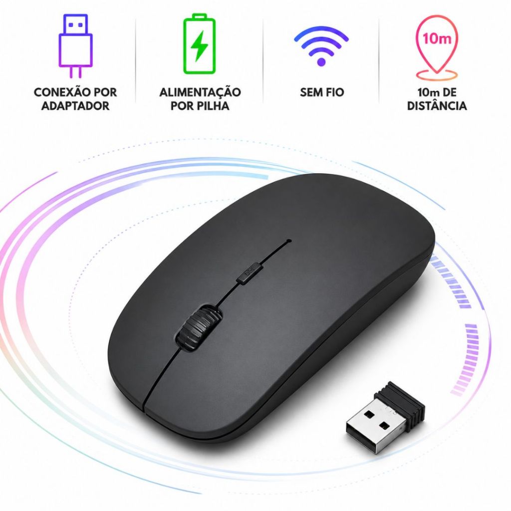 Mouse Sem Fio Portátil Pilha Notebook Tablet Wind