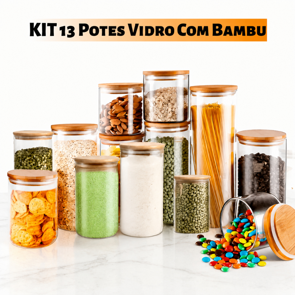 Kit 13 Potes Hermético para Mantimentos de Cozinh