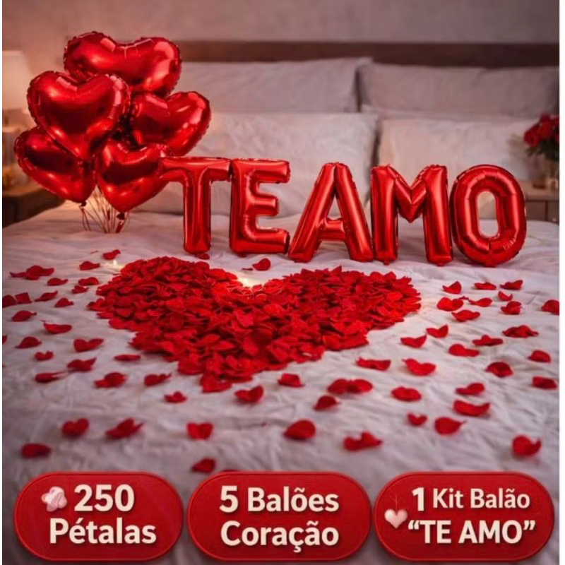 Pétalas de Rosa Artificial 250 Unidades +  Balõe