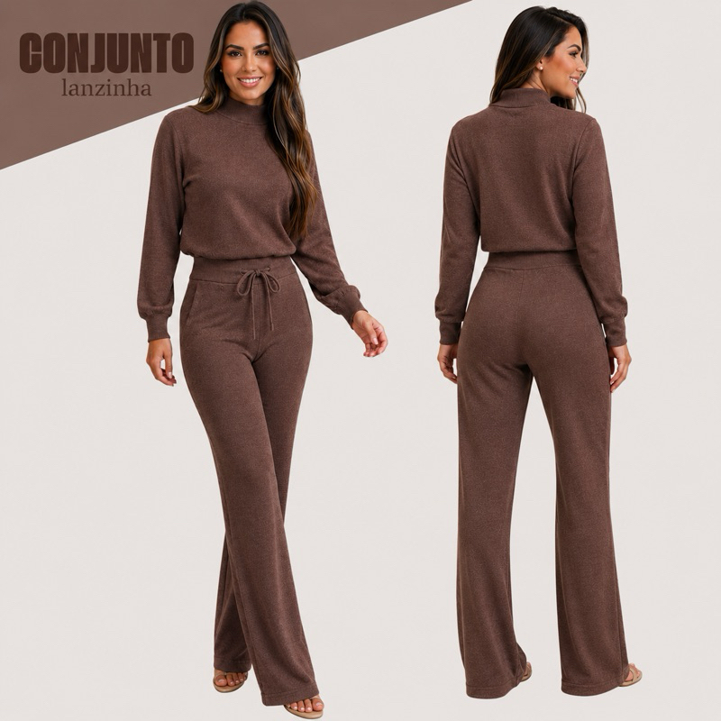 Conjunto Feminino Calça Pantalona Lanzinha Blusa 