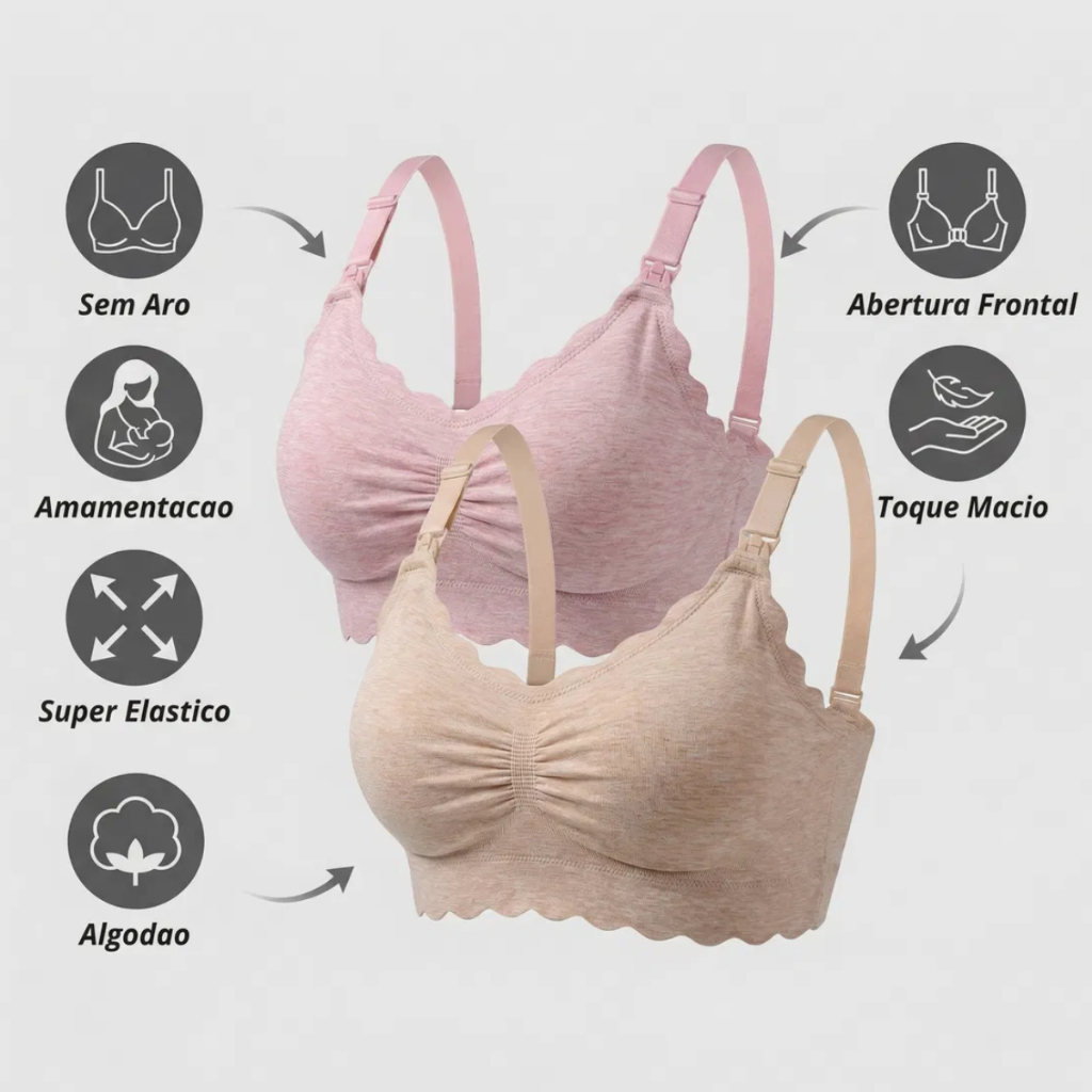 Kit 2 Ou 1 Unidade Sutiã Amamentação Com Alça 