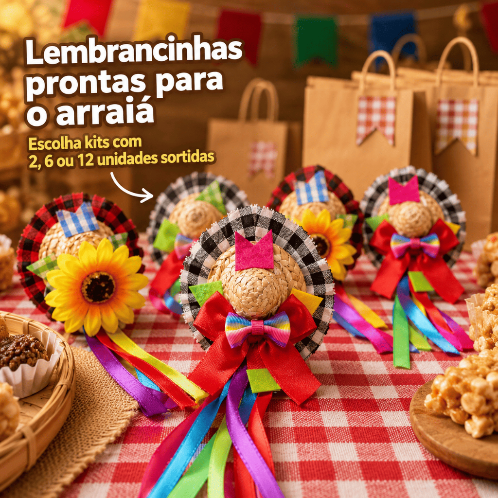 Mini Chapeu Junino Presilha de Cabelo Enfeite de C