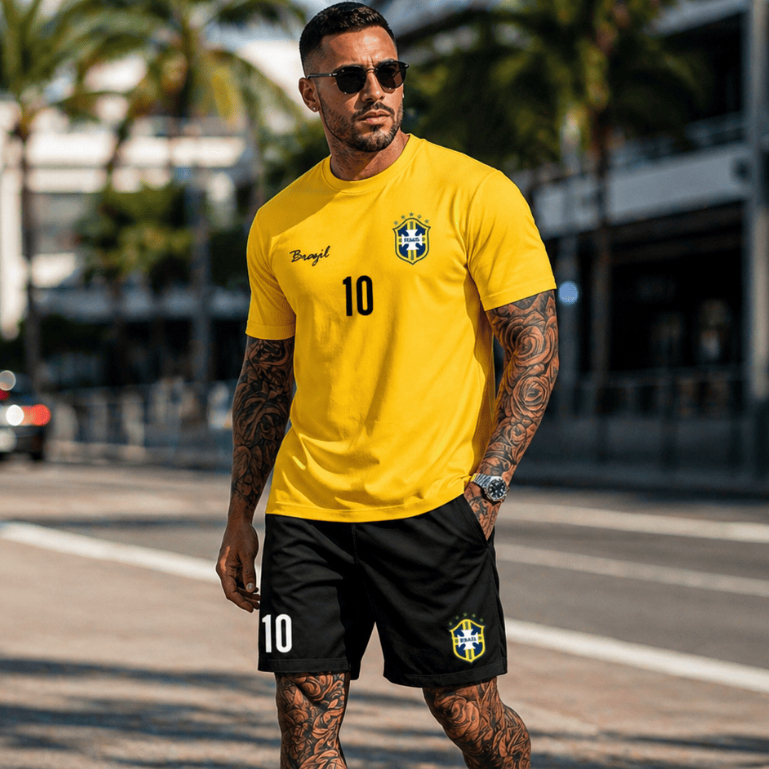 Kit Camiseta e Short Streetwear Conjunto Camisa de