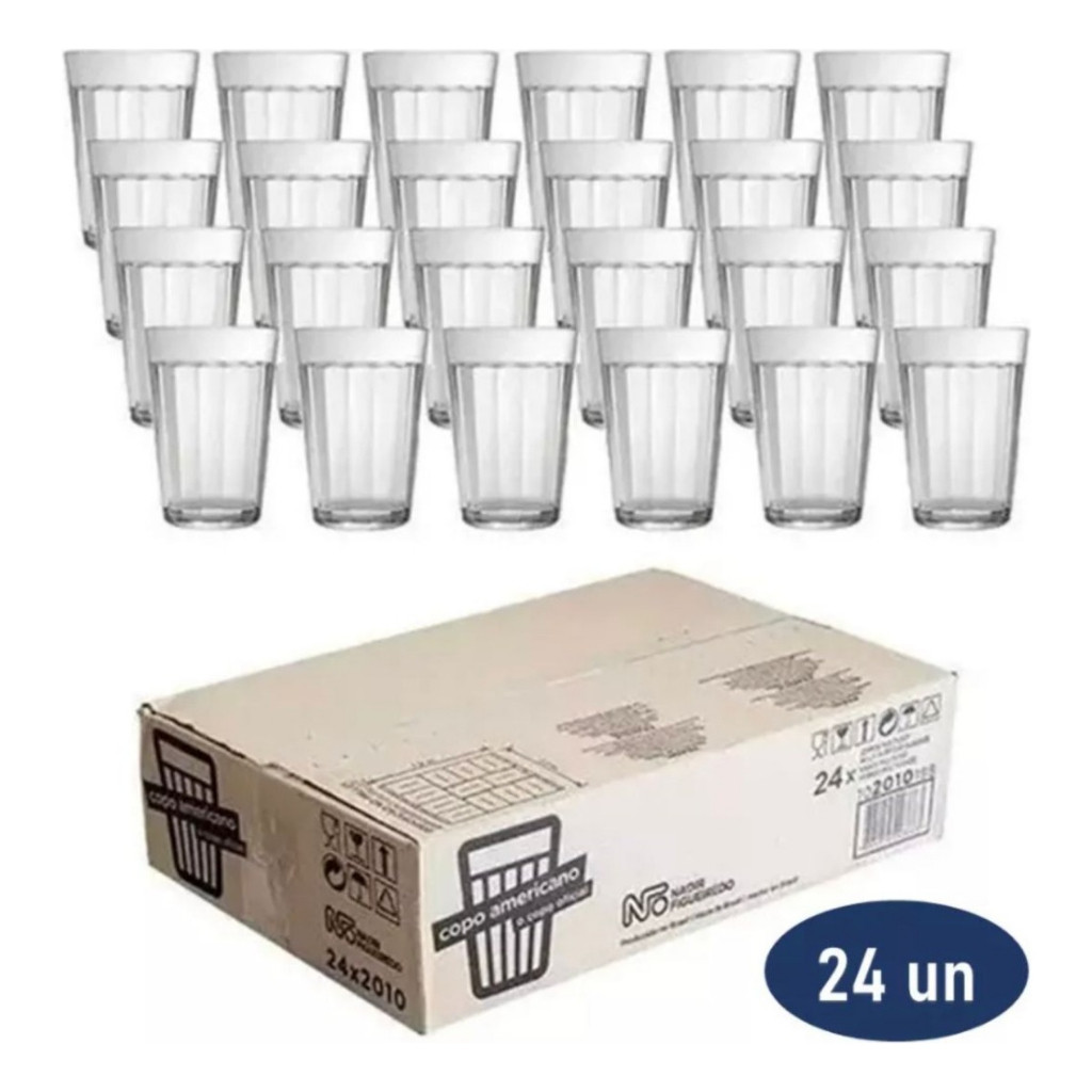 Kit 6/12/24 Copos Americanos 190ml Vidro Nadir Ori