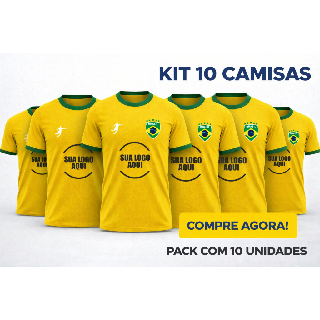 Kit 10 Camisetas Personalizadas Brasil Dry Fit Uni