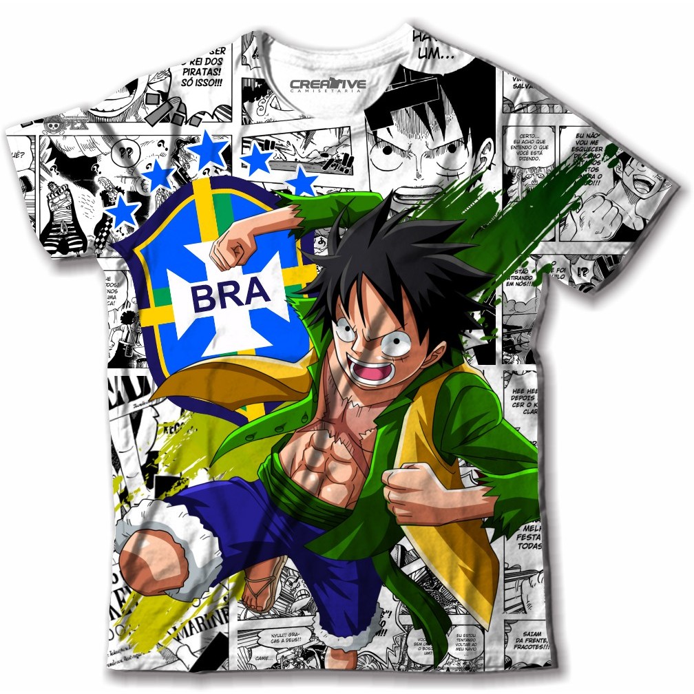 Camiseta Camisa Brasil One Piece Luffy