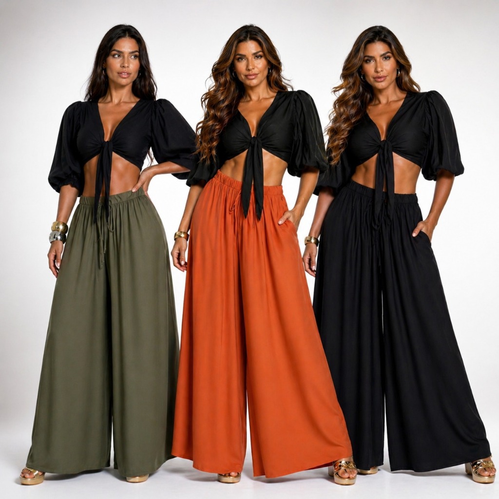 Calça Indiana Feminina Pantalona Pantacourt Calç