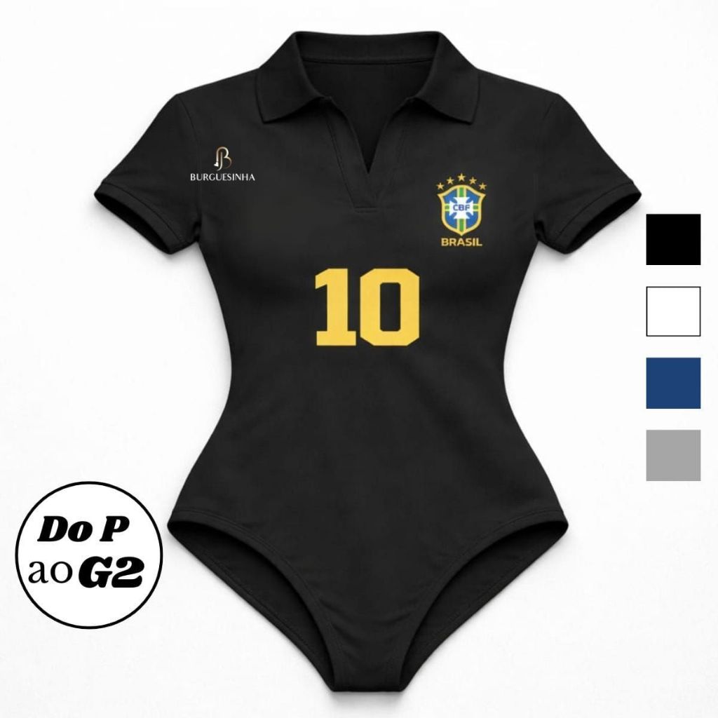 Body Feminino Estampa Polo Brasil Manga Curta Supl