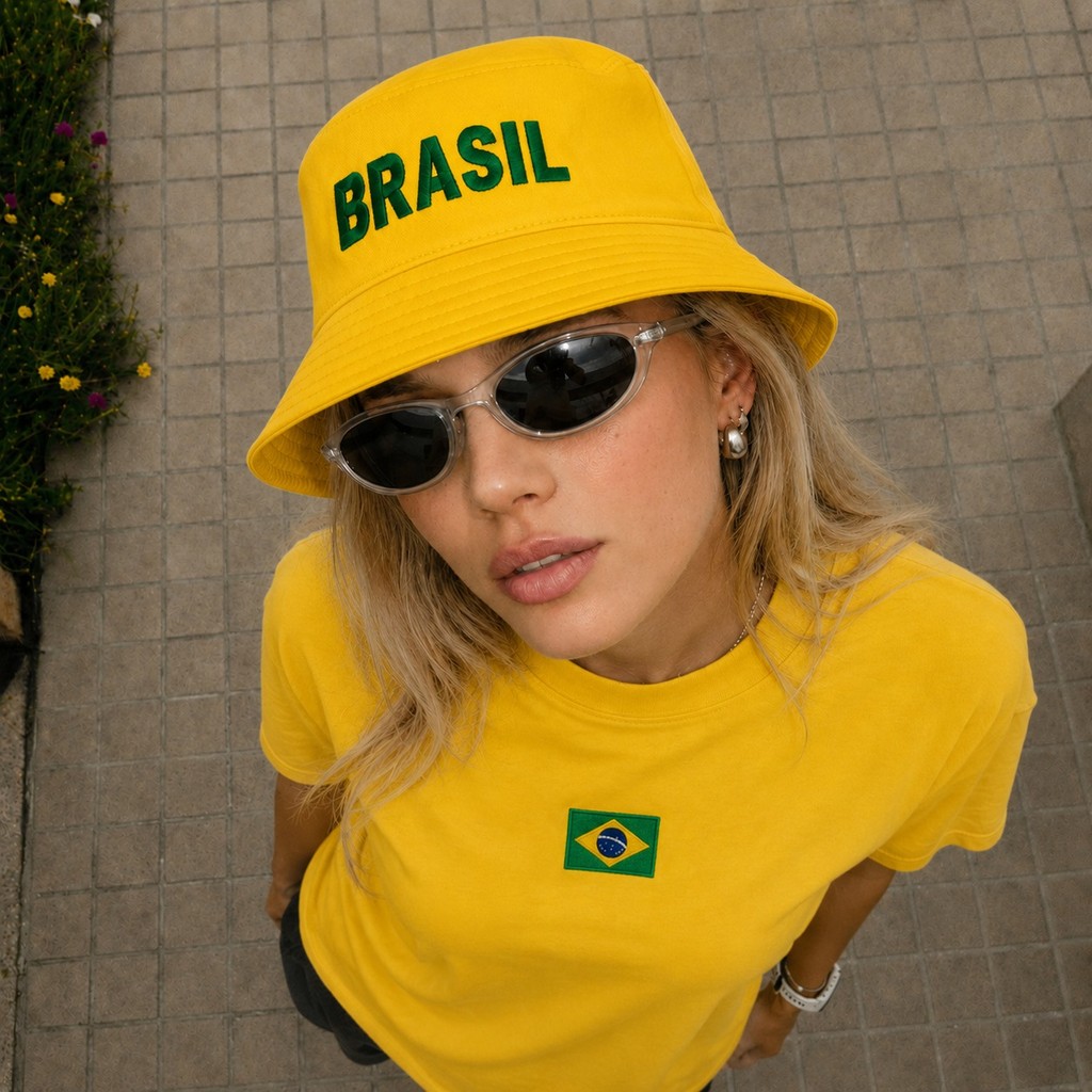 Chapéu Bucket Hat Brasil Vibes Estilo Moda Praia 