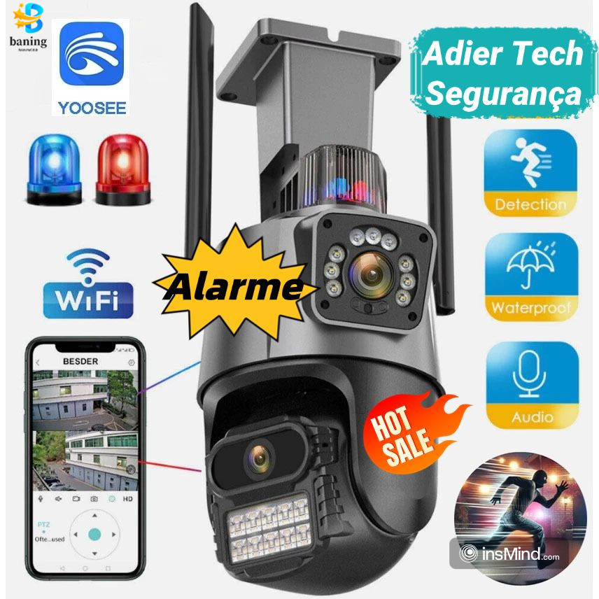 Câmera De Segurança WiFi 360°Externa Lente Dupl