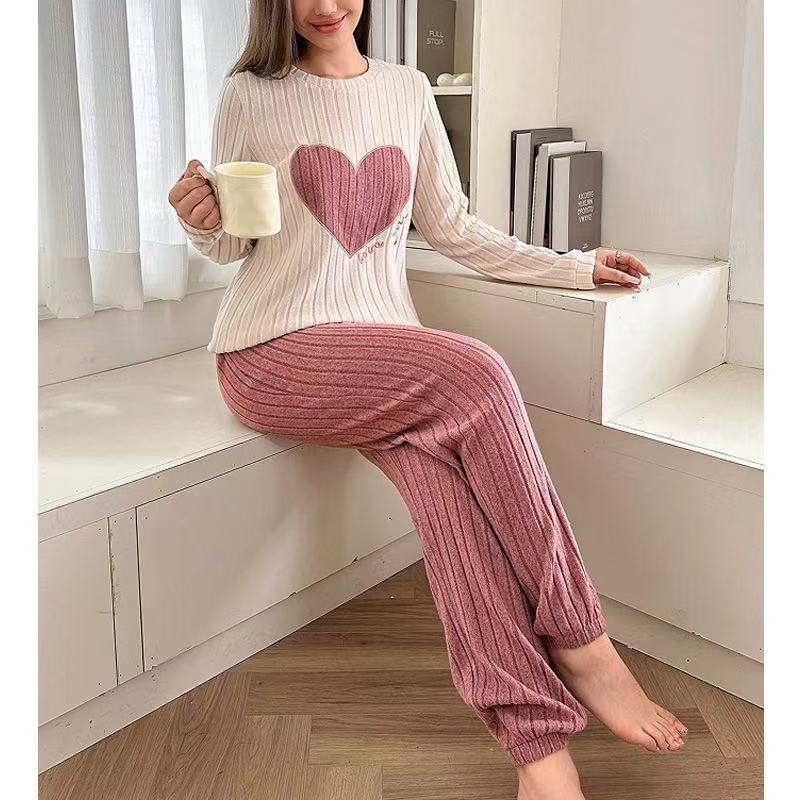 Conjunto de pijama feminino estampado de duas peç