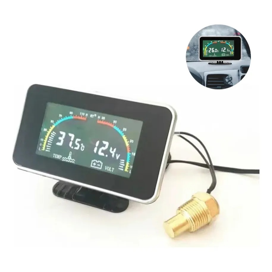 Voltímetro Digital Automotivo + Marcador Temperat