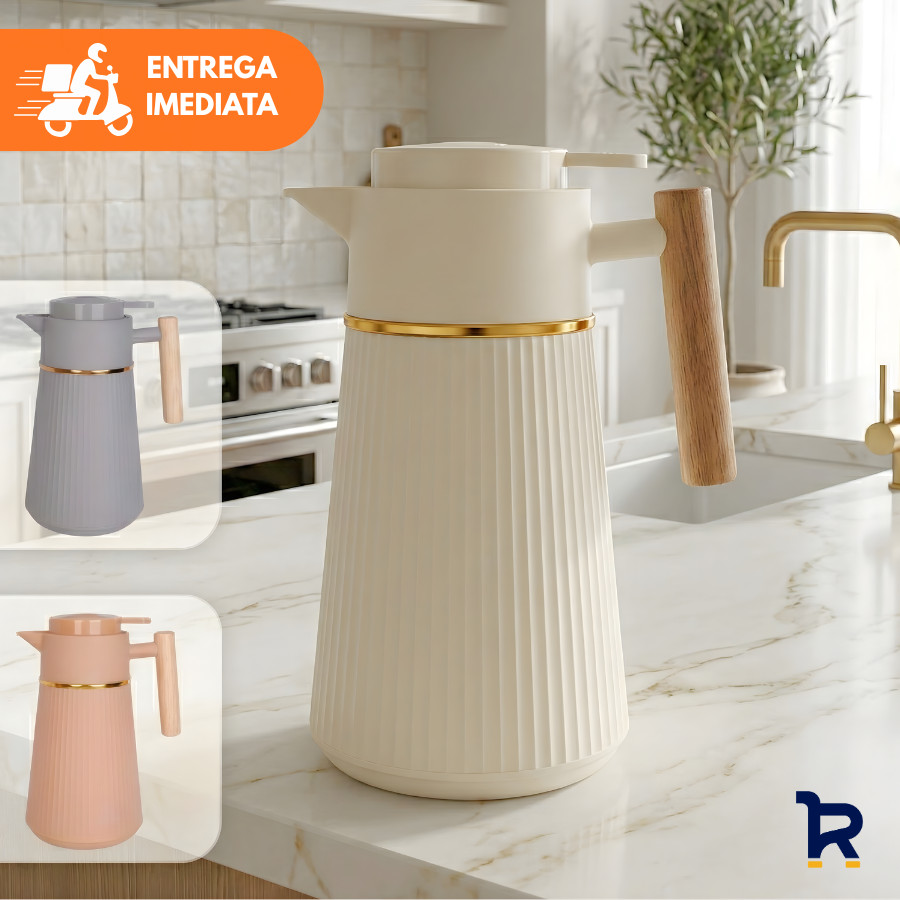 Garrafa Térmica Café Berlim 1L Luxo Dourada Cabo