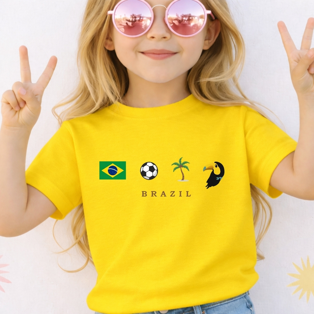 Camiseta Infantil Brasil 100% Algodão Torcedos Co