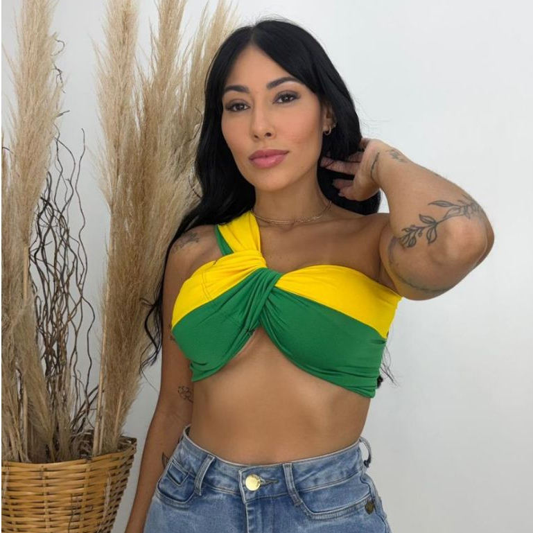 Top Cropped Brasil Copa do Mundo Mula Manca Blusa 