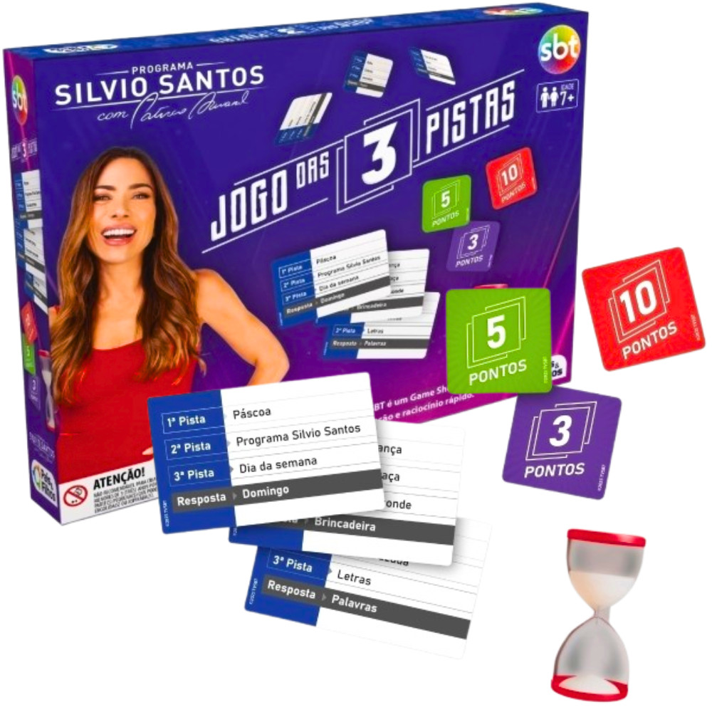 Jogo de Tabuleiro 3 Pistas 168 Cartas SBT Pais e F
