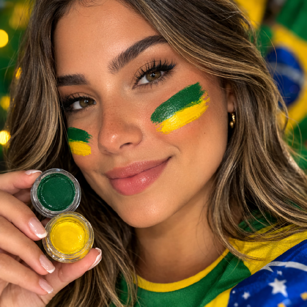 Tinta Facial Brasil Verde e Amarelo Copa do Mundo 