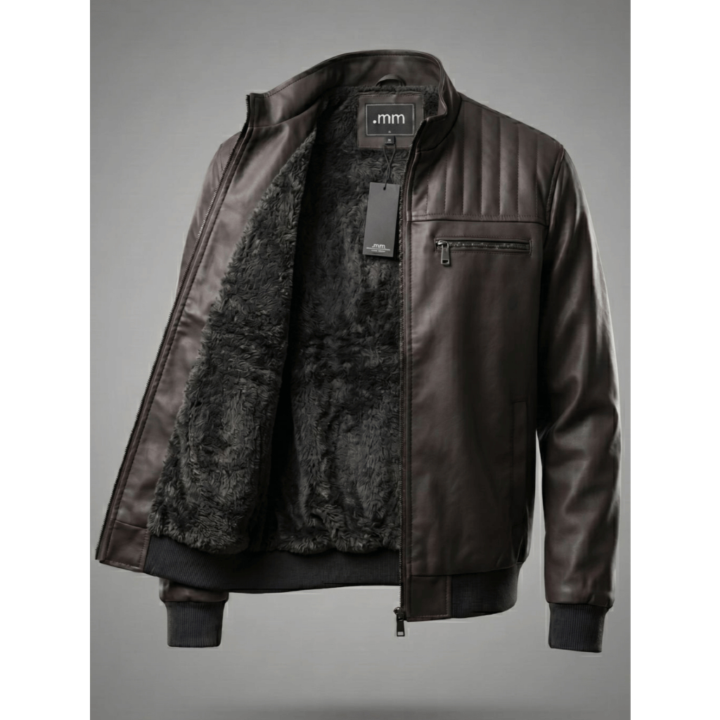 Jaqueta De Frio Peluciada Masculina Couro Sintetic