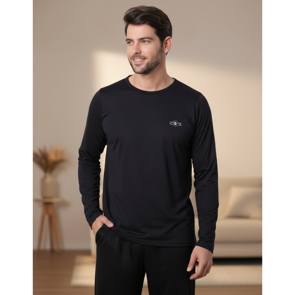 Pijamas De Frio Camisa E Calça De Malha Atacado M