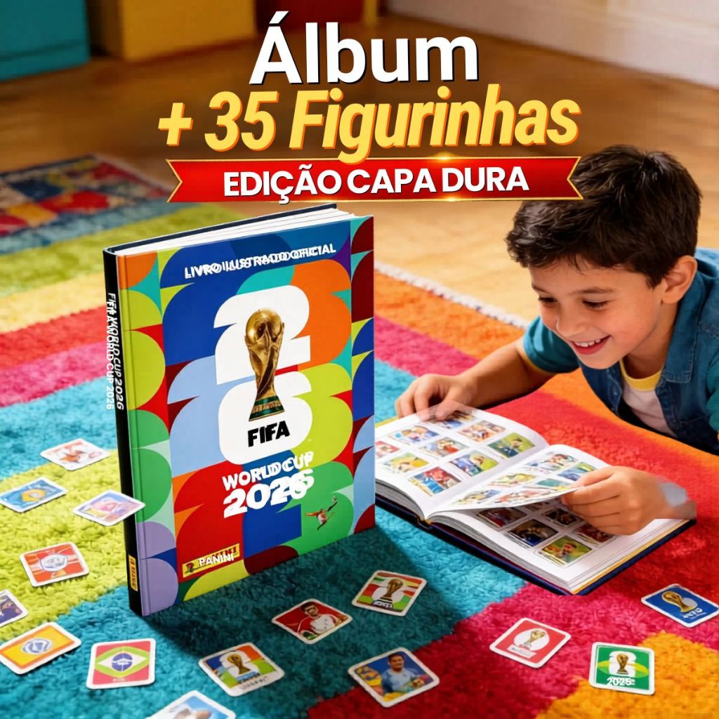 Kit Album Capa Dura + 21/35 Figurinhas Copa Do Mun