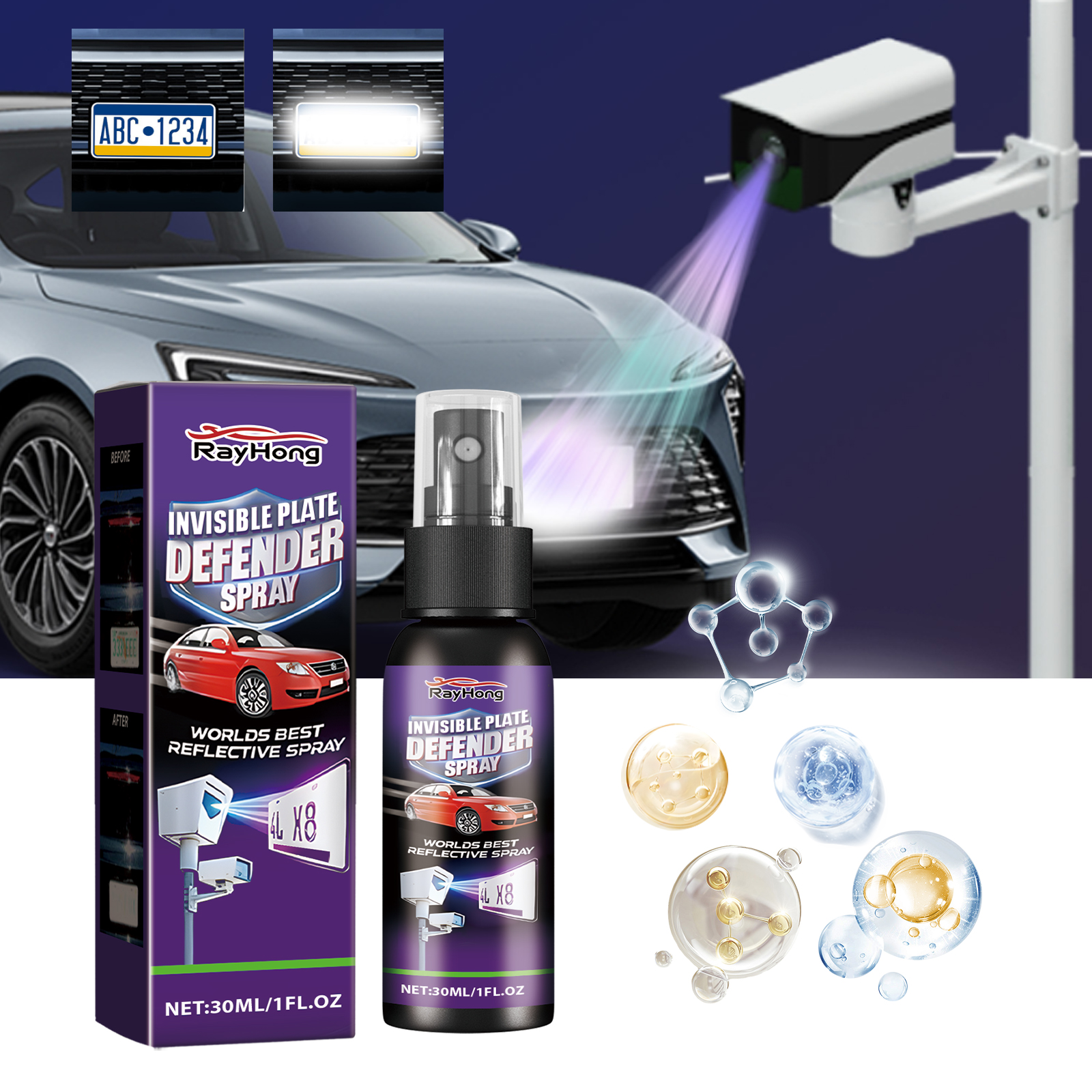 Spray De Placa De Licença Anti-Foto Bloqueador IR